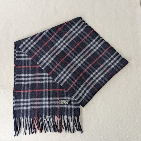 Burberry's Designer Lambswool Scarf Blue – Unisex – Timeless Cold Weather Wear - Picture 1 of 7